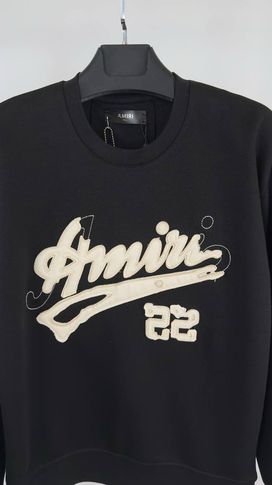 Amiri '22' Crewneck Jumper in Black Cotton