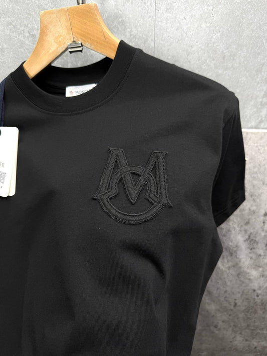 Moncler Monogram Logo Cotton T-Shirt , Embroidered "M" Logo on the Chest
