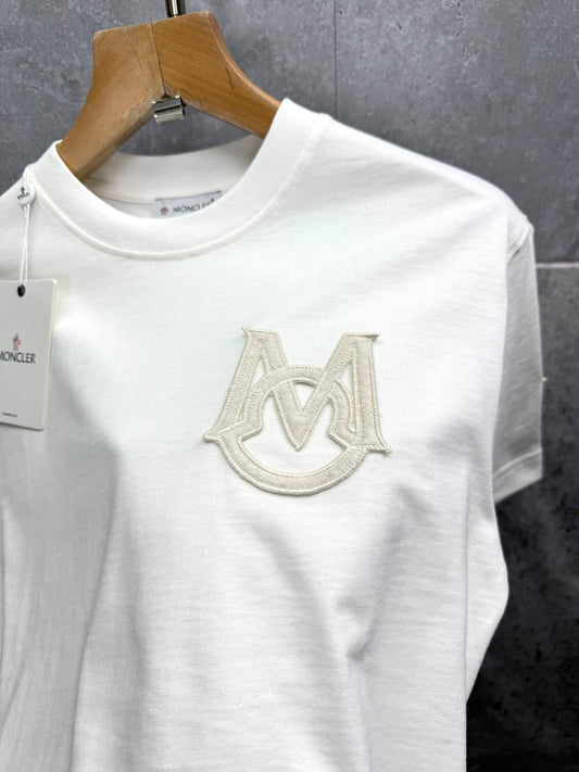 Moncler Monogram Logo Cotton T-Shirt , Embroidered "M" Logo on the Chest