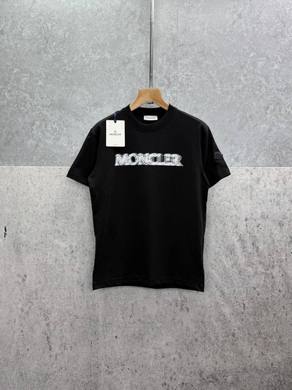 Moncler Blurred Logo Cotton T-Shirt, Blurred-Effect Logo Print Across the Chest