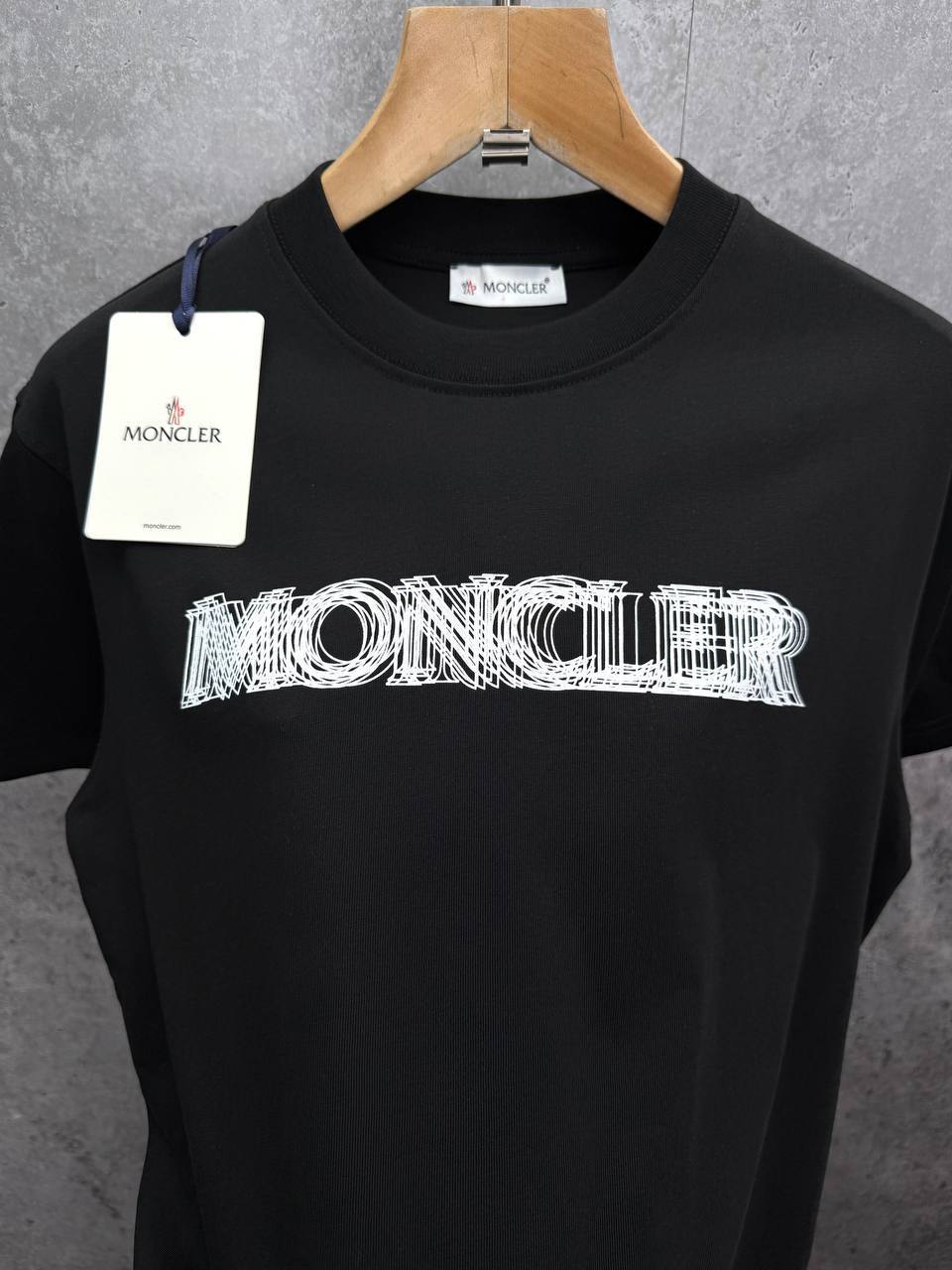 Moncler Blurred Logo Cotton T-Shirt, Blurred-Effect Logo Print Across the Chest