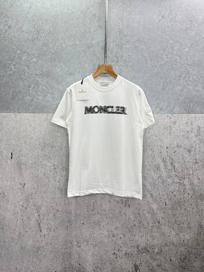 Moncler Blurred Logo Cotton T-Shirt, Blurred-Effect Logo Print Across the Chest