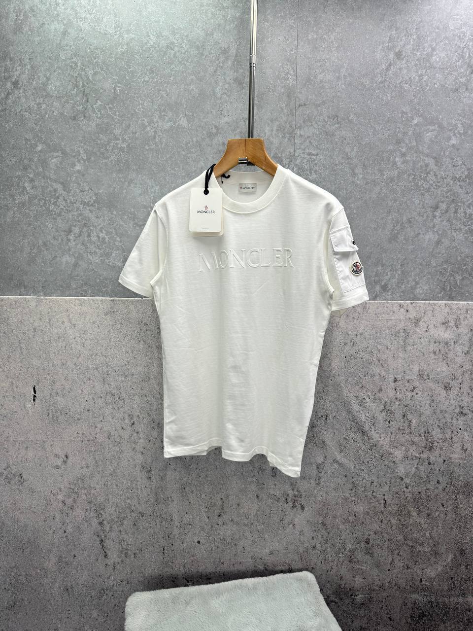 Moncler Cotton Jersey Pocket T-Shirt with an Embossed Logo on the Chest & a Logo Patch on the Sleeve Pocket