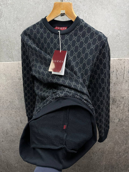 Gucci Logo Jacquard Wool Round Neck Long Sleeved Jumper