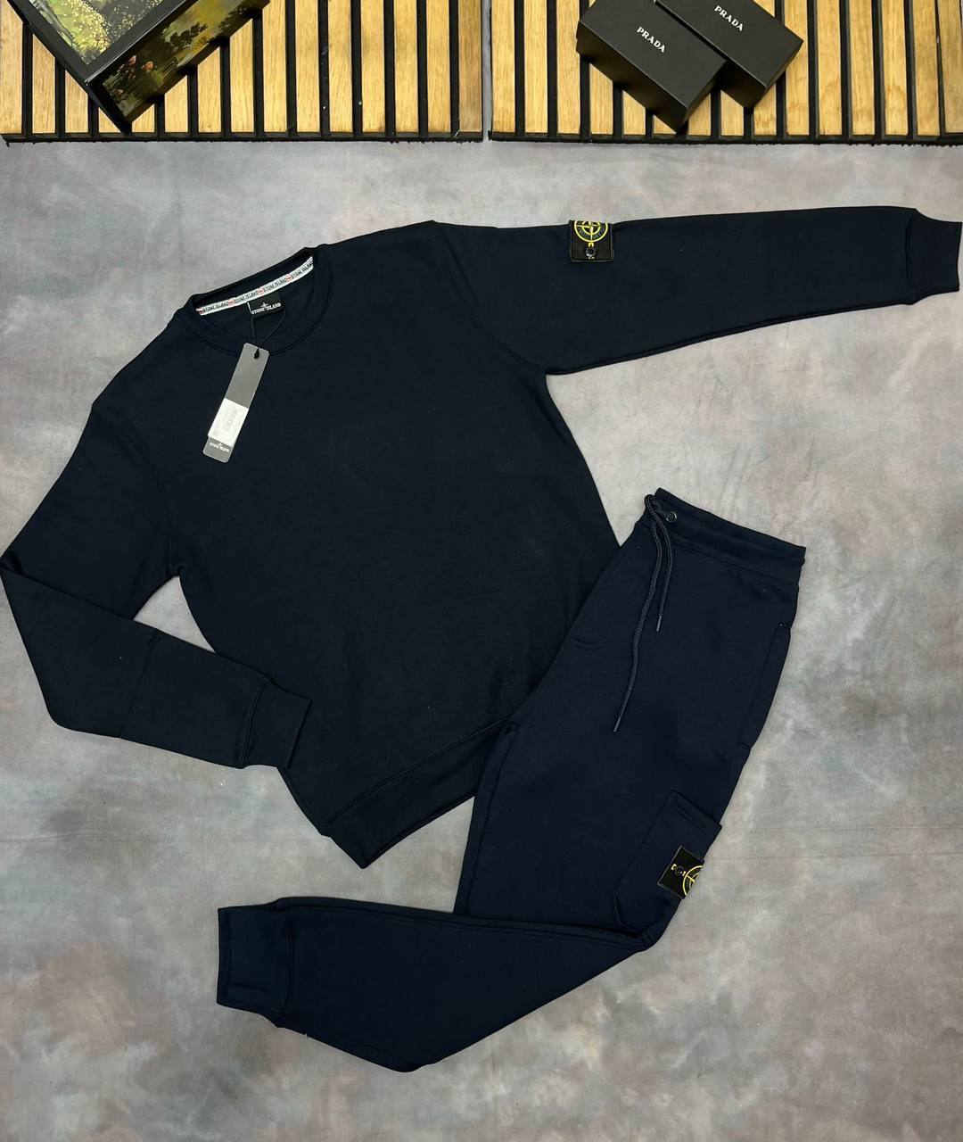 Stone Island Tracksuit with Brand's Iconic Compass Badge.